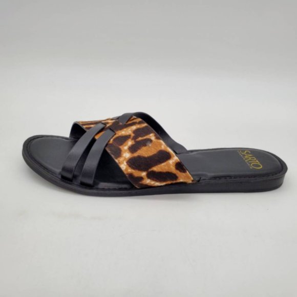 franco sarto leopard slides